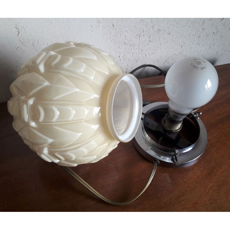 Lampe Art Déco globe en verre coloré