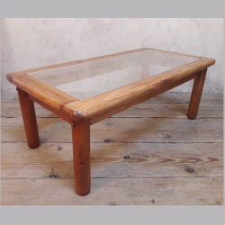 Pine coffee table, glass...